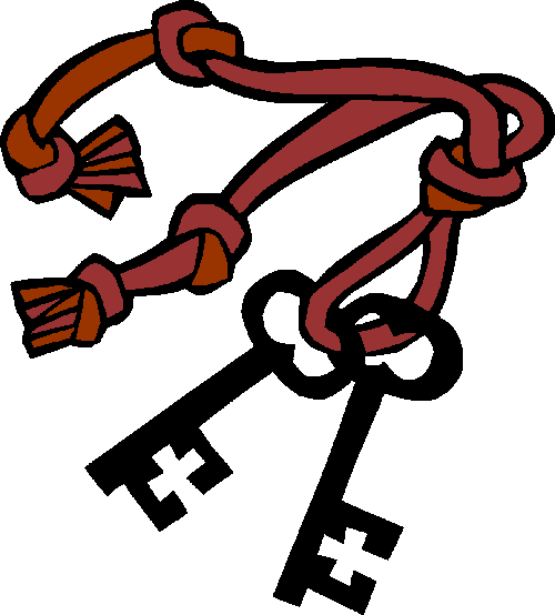 Two keys tied onto knotted rope.